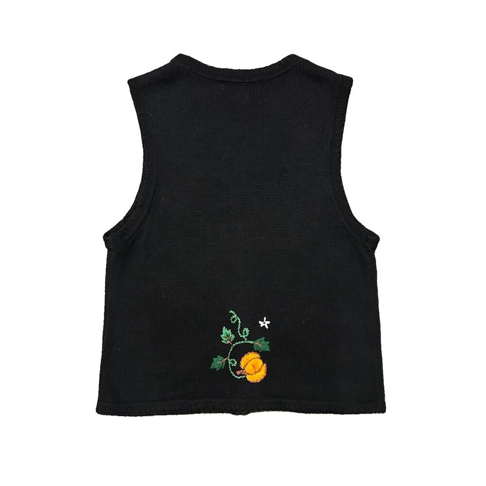 Vintage Halloween Vest Embroidered Beaded Pumpkins Button Women’s Size Petite M - Picture 6 of 7